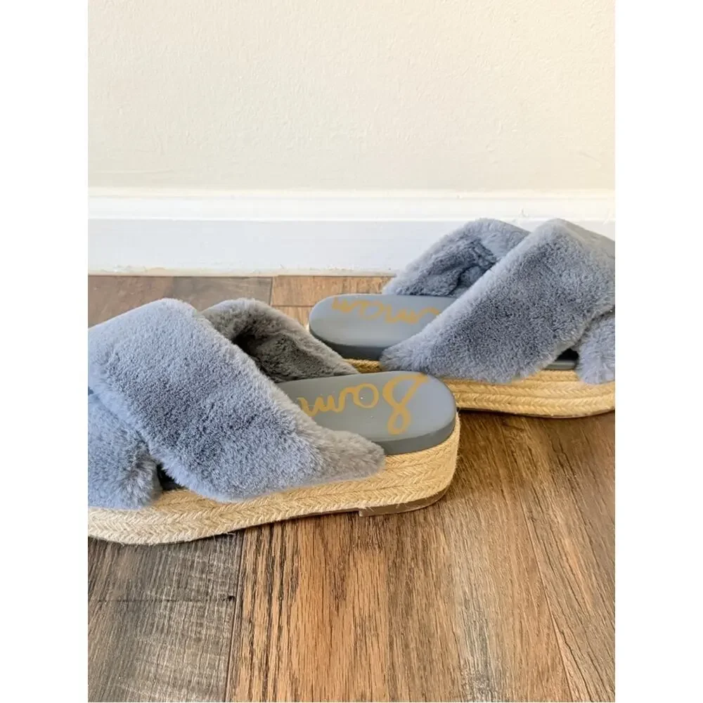 8.5 Espadrille wedge sandals mules | Sam edelman Zia Faux Fur | coastal bohemian